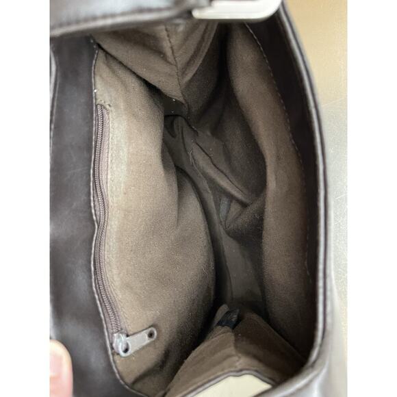 Vintage Guess Brown Faux Leather Shoulder Bag Tote Minimalist G Logo Purse Y2K - Picture 4 of 8